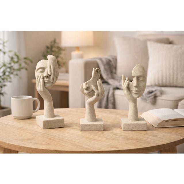 Abstract Expressionism Three-Piece Set of Modern Resin Thinker Statues for Home Decor. For Sale - Image 3 of 3