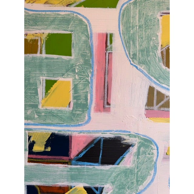 Large 36x48 Contemporary Abstract Acrylic Painting on Canvas – Mint & Pastel Expressions For Sale In Atlanta - Image 6 of 10