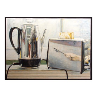 1980s "Distorted and Normal Reflection" Still Life Colored Pencil Drawing by Darrell Hill For Sale