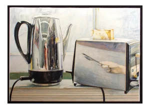 1980s "Distorted and Normal Reflection" Still Life Colored Pencil Drawing by Darrell Hill