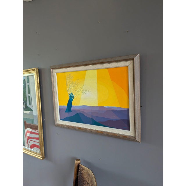 Mid 20th Century Mid-Century Modern 'Sunlit Tree' Vintage Original Landscape Oil Painting For Sale - Image 5 of 10