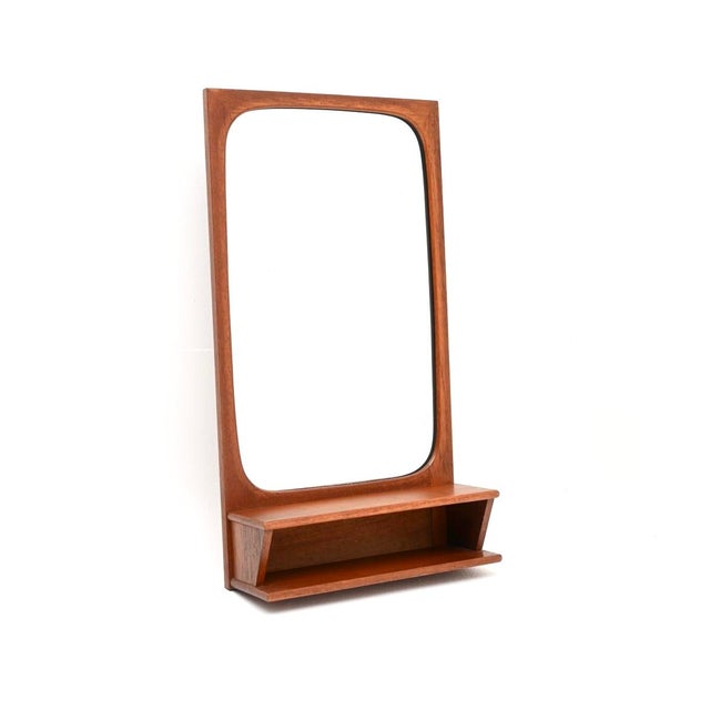 Brown Vintage Danish Teak Mirror by Pedersen and Hansen, 1960 For Sale - Image 8 of 8