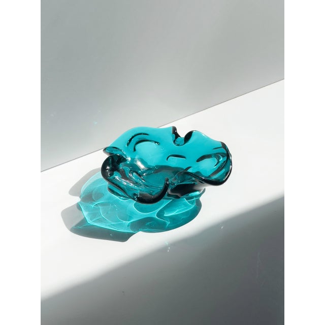 1960s Mid-Century Modern Murano Ashtray in Teal, 1960s For Sale - Image 5 of 6