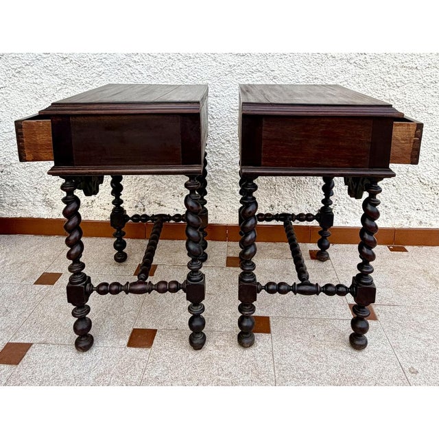 Portuguese Barley Twist Nightstands, 1940s, Set of 2 For Sale - Image 11 of 15
