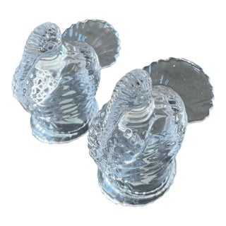 Vintage Shannon Crystal Turkey Salt & Pepper Shaker Set For Sale