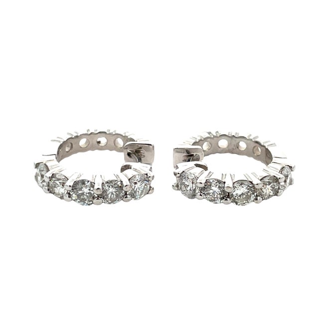 Early 21st Century 14k Gold 2.60 Carat Total Weight Diamond Huggies Earrings, A Pair For Sale - Image 5 of 8