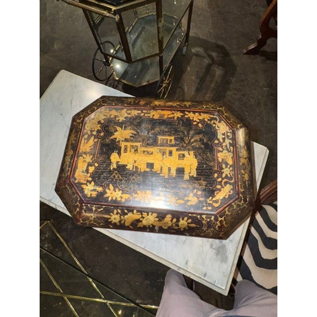 19th C. English Chinoiserie Sewing Box For Sale In Dallas - Image 6 of 8
