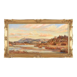 Irish Landscape Art - Impressionistic Oil Painting of Scrabo in the Irish Countryside by Welsh Artist, 1980 For Sale