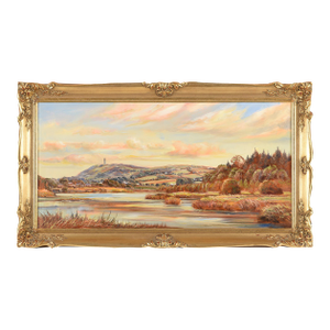 Irish Landscape Art - Impressionistic Oil Painting of Scrabo in the Irish Countryside by Welsh Artist, 1980