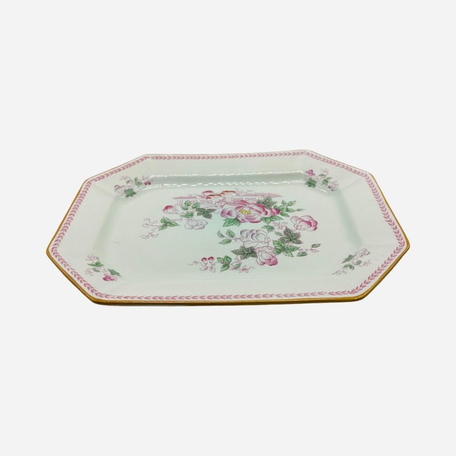 Chinoiserie Vintage Chinoiserie Adams China Calyx Ware Metz English Ironstone Octagonal Platter For Sale - Image 3 of 9