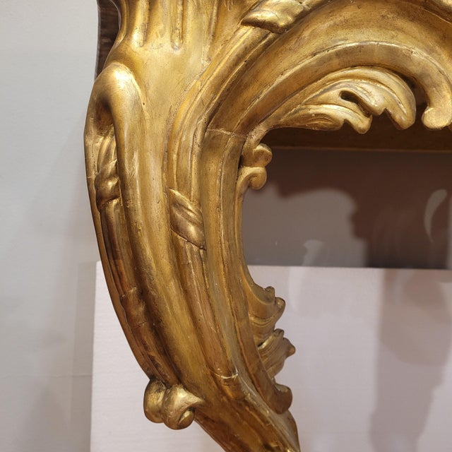 18th Century Louis XV Wall-Mounted Console Table in Carved and Gilded Wood, France For Sale - Image 14 of 18