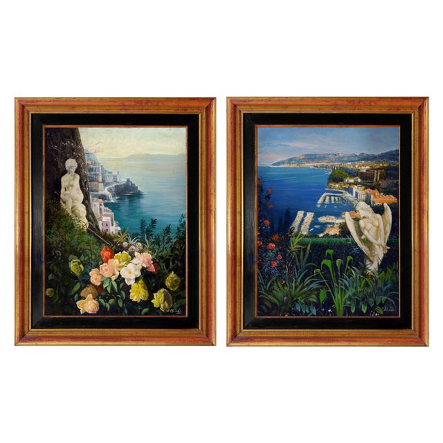 Alfredo Santini, Costiera Amalfitana, 1990s, Oil Painting on Canvas, Framed For Sale - Image 11 of 11