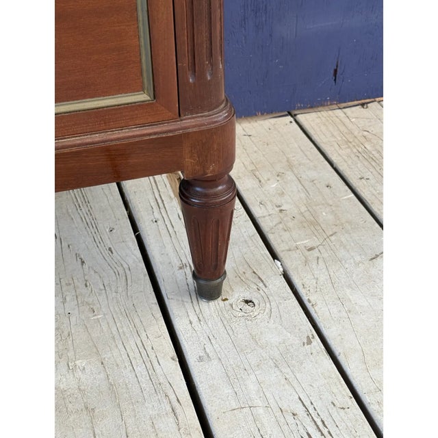 Wood 19th Century French Louis XVI Mahogany Secretary Desk Carrara Marble Top For Sale - Image 7 of 14