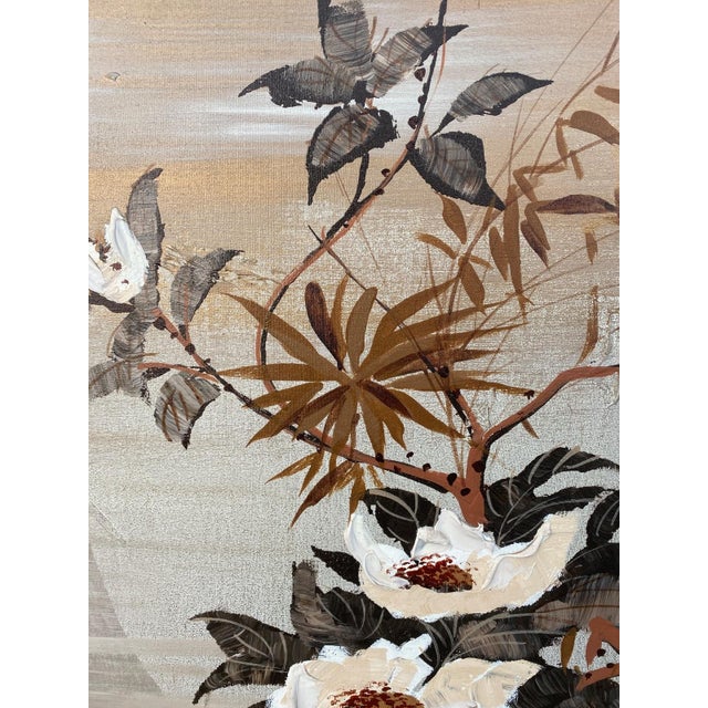 Lee Reynolds Vintage Lee Reynolds Large MCM Painting Bird Floral Vanguard Studios 49" For Sale - Image 4 of 8