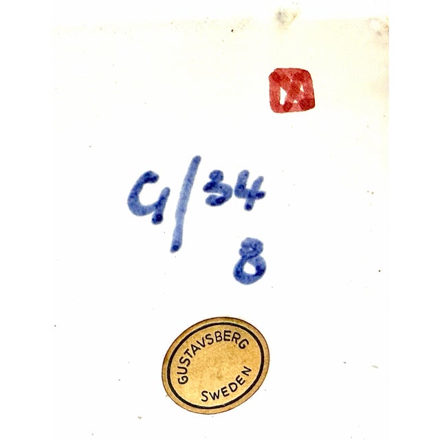 1940s Signed Stig Lindberg Faience Ceramic Hand Painted Mirror for Gustavsberg - Sweden 1940-50. For Sale - Image 5 of 7