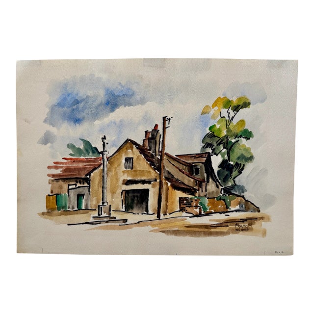 Henry Emil Salloch Original Watercolor on Paper Touches, France. 1972. For Sale