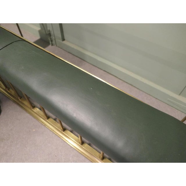 Late 19th Century Brass and Green Leather Club Fender, 1880 For Sale - Image 5 of 8