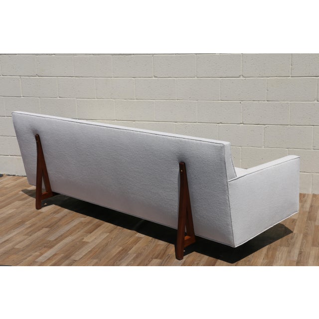 1950s Edward Wormley for Dunbar Bracket Back Sofa | Mid Century Modern Walnut Sofa For Sale - Image 16 of 18