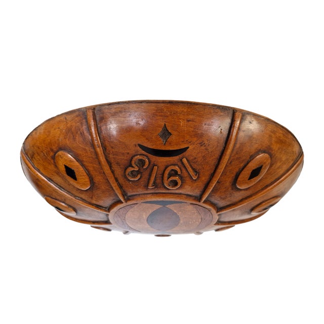 Handcarved Wedding Wood Bowl, 1913 For Sale - Image 15 of 15