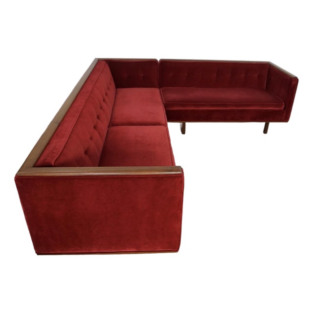 1960’s Mid-Century Modern 2-Piece Walnut Sectional Sofa For Sale