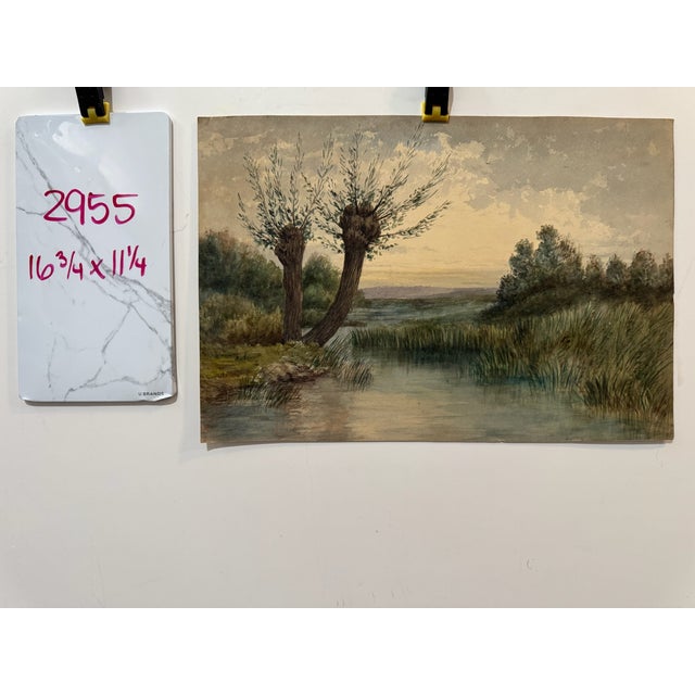 Paint Early 20th Century Frank Henry Mason Watercolor Landscape River & Trees on Paper 16.75 X 11.25 For Sale - Image 7 of 7