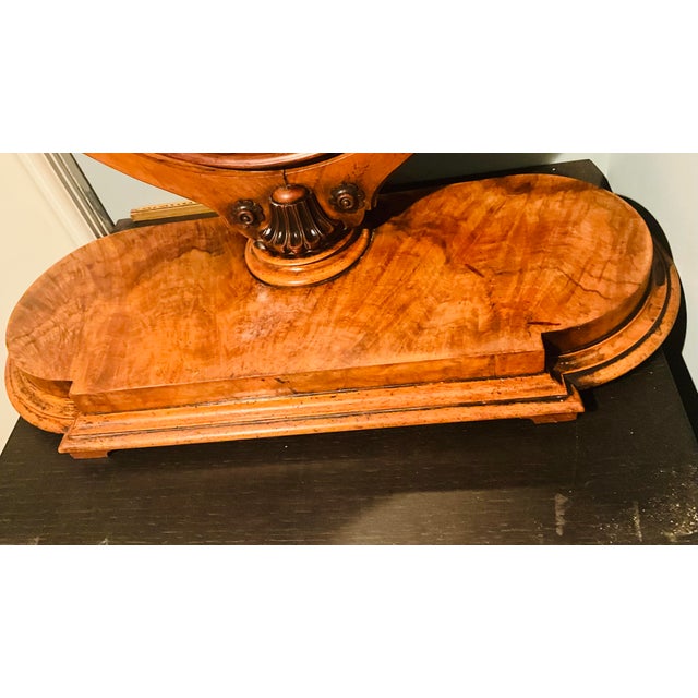 Elegant Victorian Walnut Lyre-Form Dressing Mirror, Adjustable Tabletop Vanity, Circa 1870 For Sale - Image 9 of 11