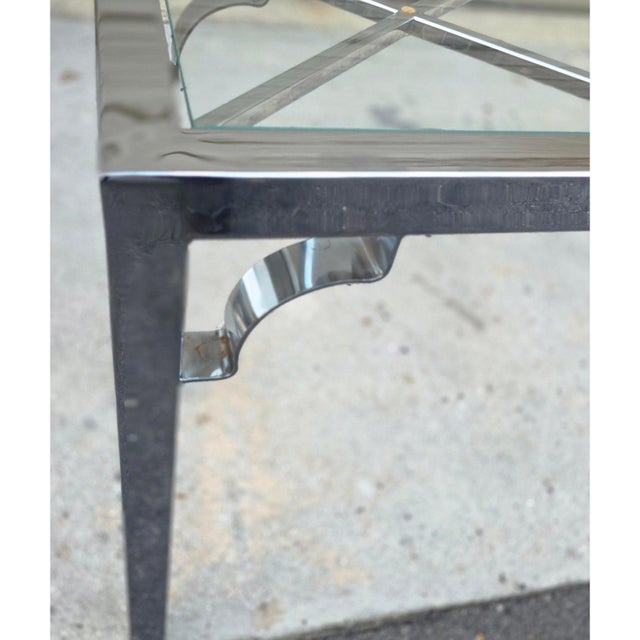Vintage Chrome and Glass Milo Baughman Style/Chinese Chippendale Style Console Table For Sale In Washington DC - Image 6 of 6