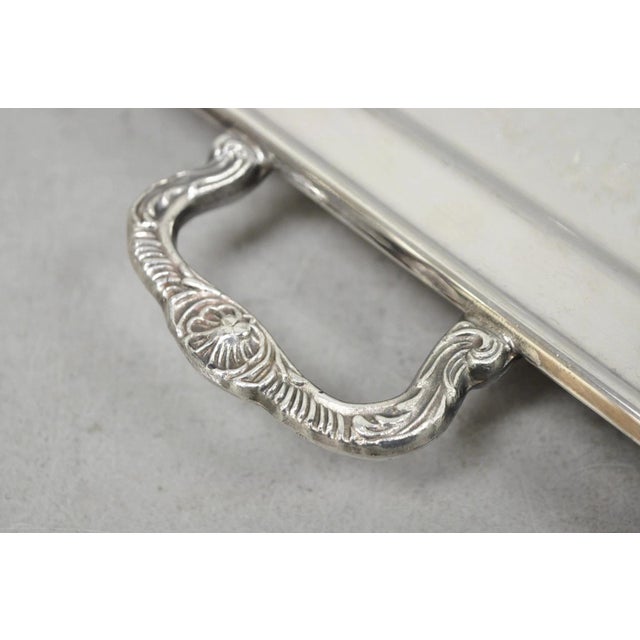 Vintage Leonard Silver Plated Small Twin Handle Serving Platter Bar Tray For Sale In Philadelphia - Image 6 of 14