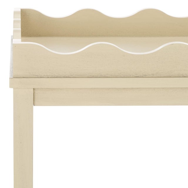 Early 21st Century Darlyn Scalloped Rectangle Accent Table in Sand For Sale - Image 5 of 9