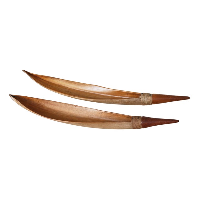 Palm Serving Bowls with Teak Handles from Illums Bolighus, Denmark, 1950s, Set of 2 For Sale