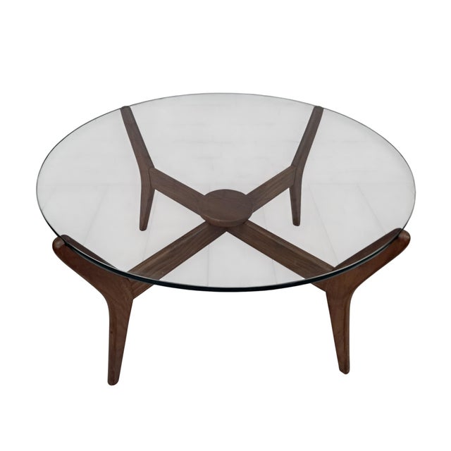 Mid-Century Round Coffee Table Teak with Glass Top from Lebus, 1960s For Sale - Image 18 of 18