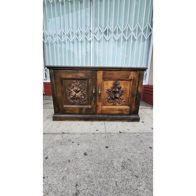 1960s Vintage Carved Wood Display Cabinet For Sale - Image 5 of 12