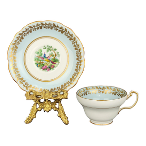 1940s English Fine Porcelain Tea Cup and Saucer by Eb Foley Bird of Paradise