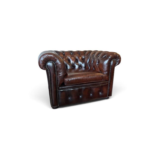 Vintage English Chesterfield Leather Club Chair For Sale - Image 4 of 4