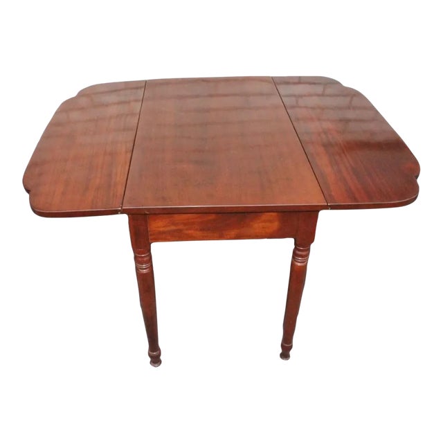 Early 20th Century Early American Solid Mahogany Drop Leaf Breakfast Hallway Sofa Side Table For Sale
