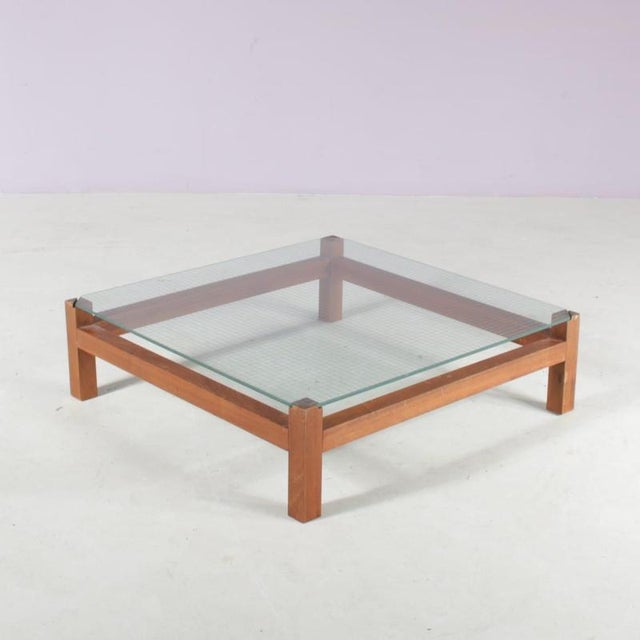 Brown Low Wooden Coffee Table, Netherlands, 1960s For Sale - Image 8 of 9