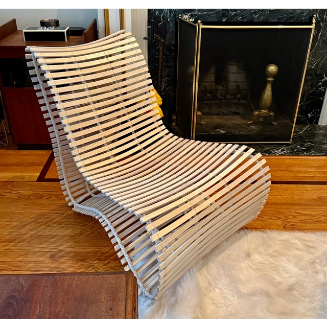 Wood 1980s English Willow Bat Slat Lounge Chair For Sale - Image 7 of 17