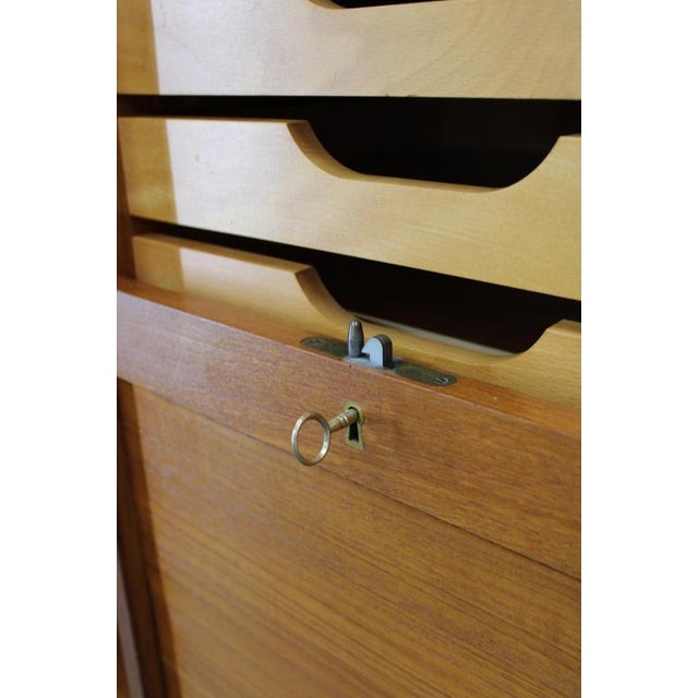 Mid-Century Tambour Office Cabinet, Denmark, 1960s For Sale - Image 10 of 16
