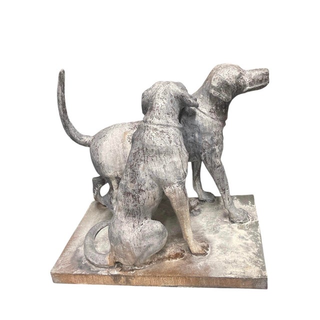 Metal Large Vintage French-Style Cast Iron "Snuggling Dogs" Garden Statue For Sale - Image 7 of 12
