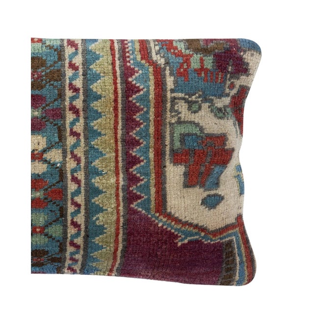 Traditional 13"x24" Hand-knotted Turkish Rug Cushion Cover. Rustic Throw Pillow. Home Gift For Sale - Image 3 of 4