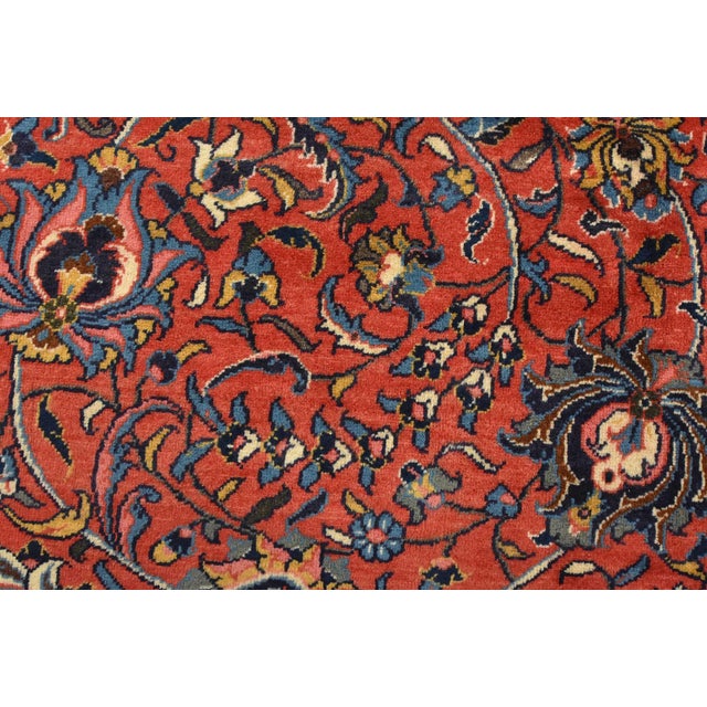 1990s Sarouk Rug 9’10” X 13’2” Red Wool Vintage Traditional Hand-Knotted Carpet For Sale - Image 5 of 15