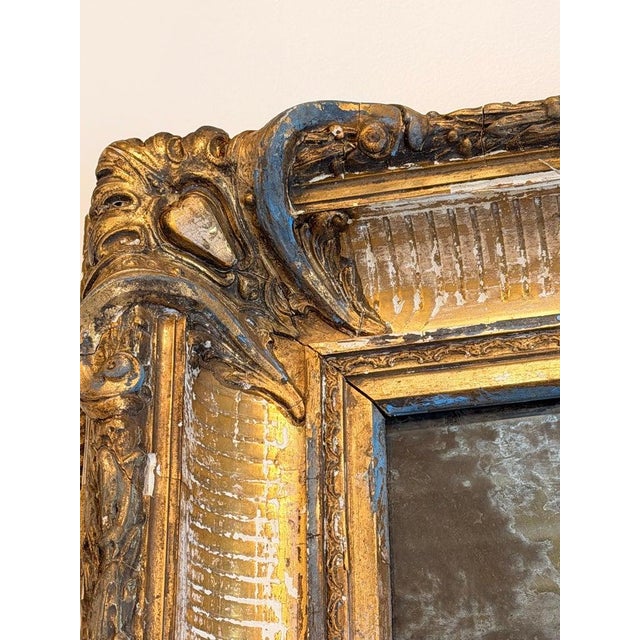 19th Century French Louis Philippe Giltwood Mirror With Original Mercury Glass For Sale - Image 4 of 8