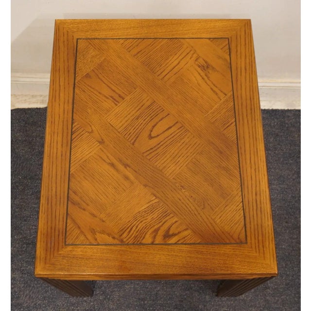 Altavista Lane Altavista Lane Walnut Rustic Mediterranean Style 22x28" Accent End Table W. Banded Top For Sale - Image 4 of 8