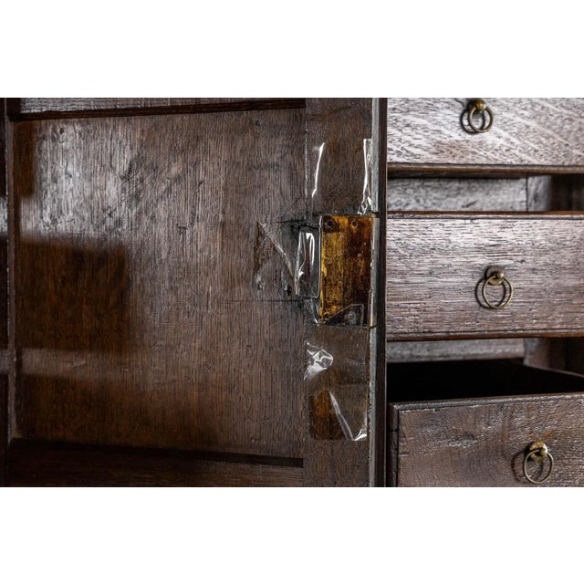 An Impressive Early 18th Century Dutch Oak Geometric Kussen Cabinet With Integral Secretaire For Sale - Image 10 of 12