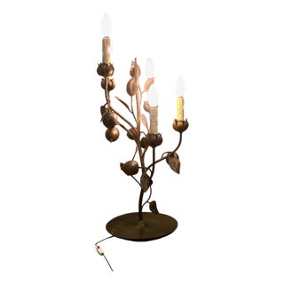 Large Italian Toleware Table Lamp, 1970 For Sale