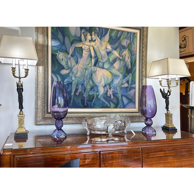 Fendi Casa Hand-Blown Vetri Glass Artístico Murano Vase, Amethyst Faceted Cut For Sale In Miami - Image 6 of 7