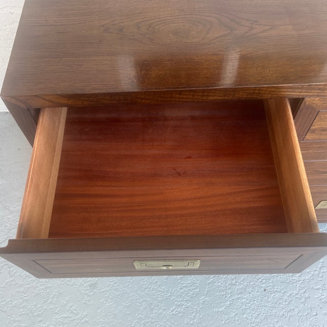 Wood 1970s Henredon Scene One Campaign Chest of Drawers For Sale - Image 7 of 12