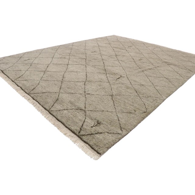 30592 Modern Moroccan Rug, 09'04 x 12'01. Sublime simplicity meets nomadic charm in this hand-knotted wool Moroccan rug....