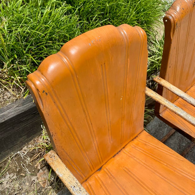 Mid-Century Modern Vintage 1940s Outdoor Metal Lounge Chairs a Pair Cleveland Welding "Restmaster", Pair For Sale - Image 3 of 17