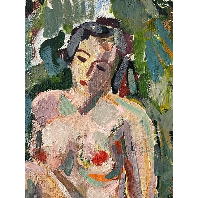 Petite French Nude en Plein Aire, Vintage Oil on Canvas, Framed For Sale - Image 9 of 11